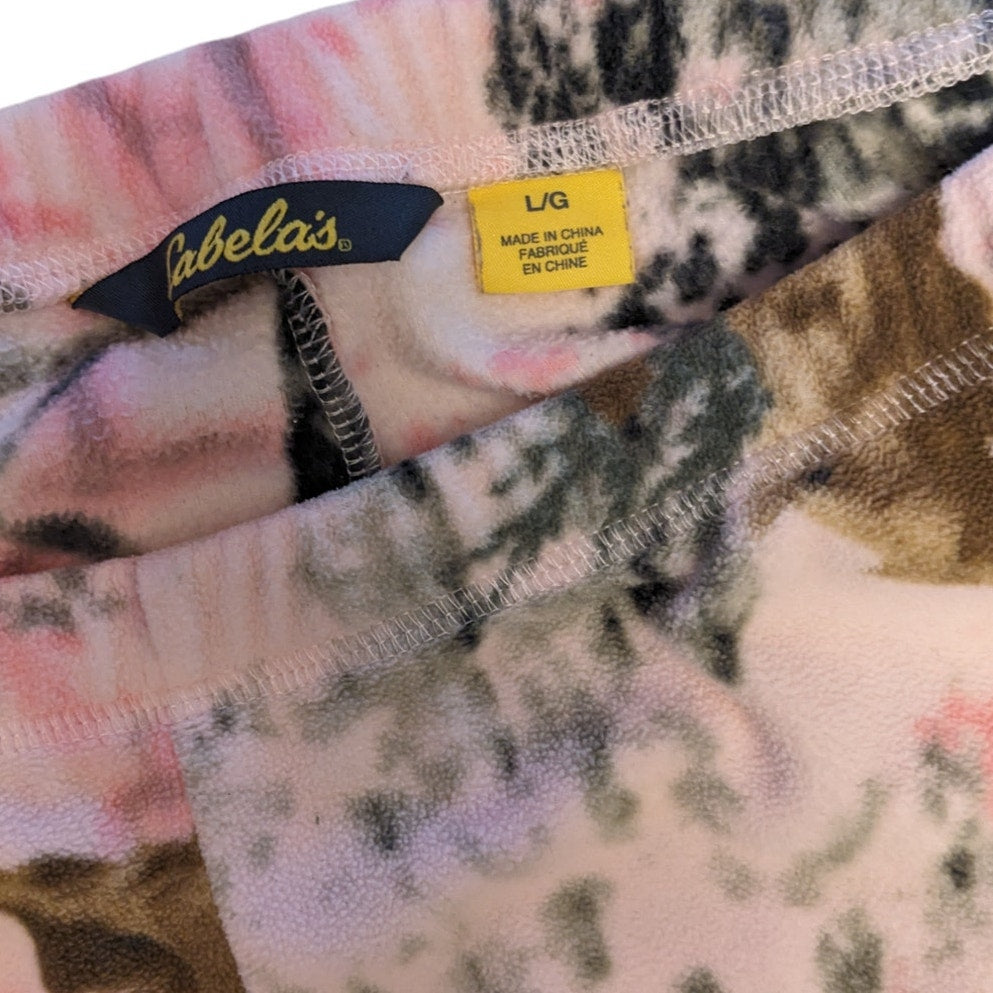 Cabelas Loungewear Set Camo Womens Large Pink Sleep Fleece Two Piece Set Pajamas