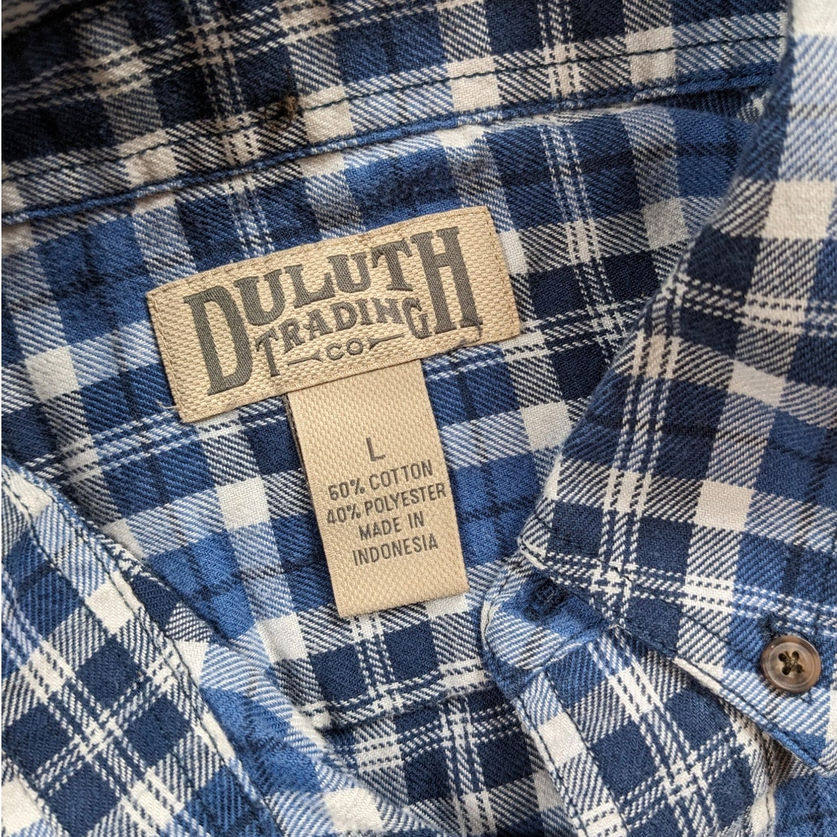 Duluth Trading Shirt Mens Large Plaid Flannel Button Up Long Sleeve Pockets Work