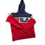 FILA Hoodie Women Medium Colorblock Pullover Red Blue Big Logo Sweatshirt Preppy