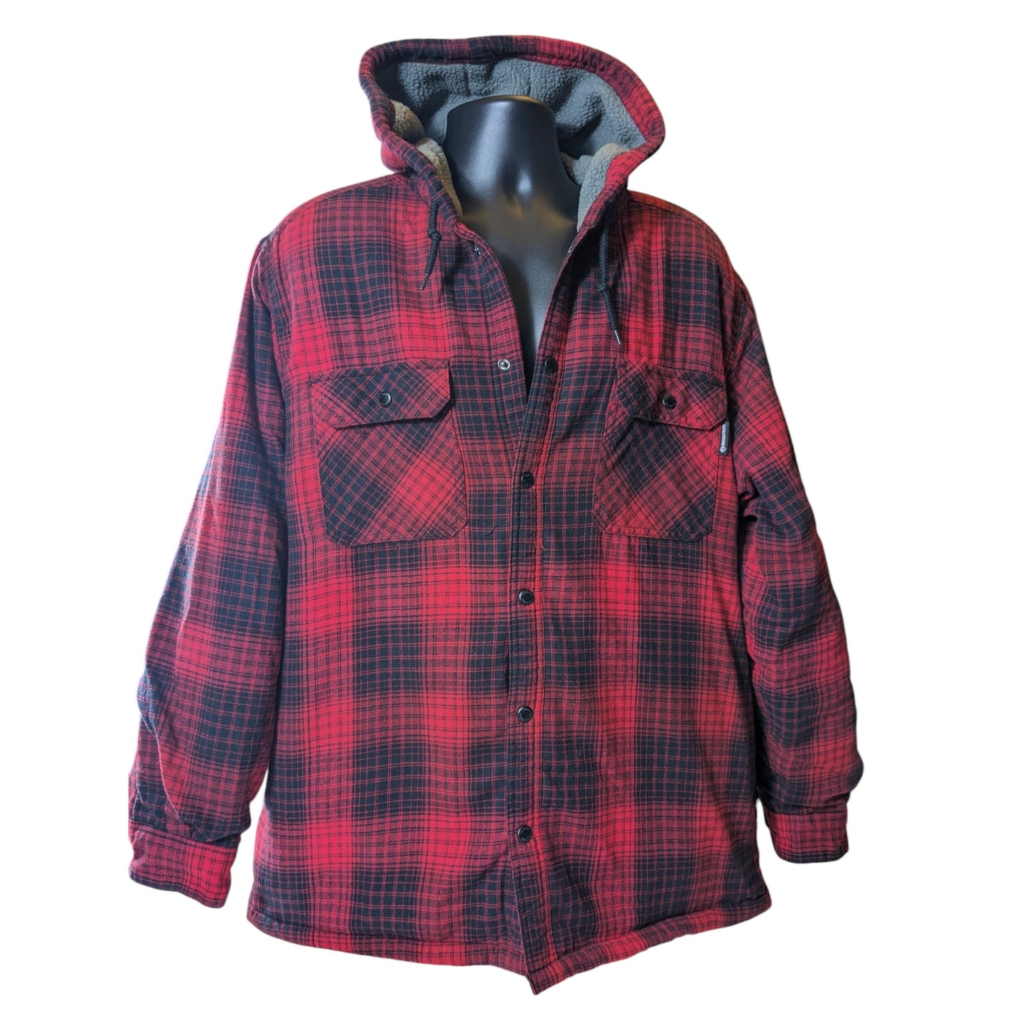 Wolverine Flannel Shirt Jacket Mens XL Sherpa Lined Plaid Hooded Snap Lumberjack