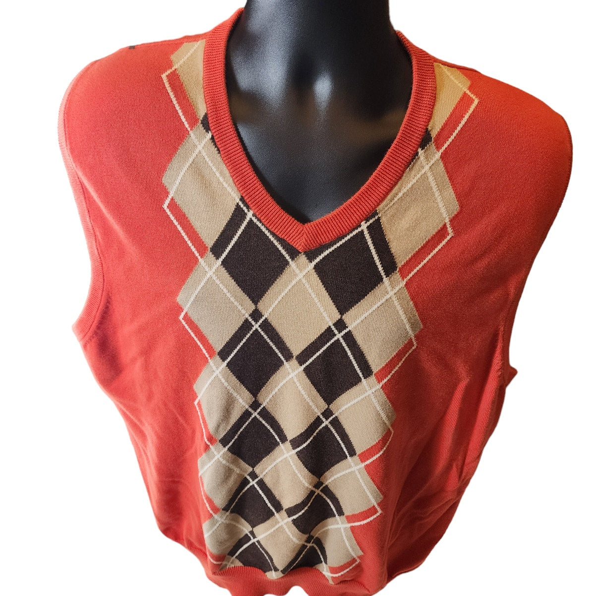 John Bartlett Consensus Sweater Mens XL Sleeveless Argyle Vest Vintage Inspired