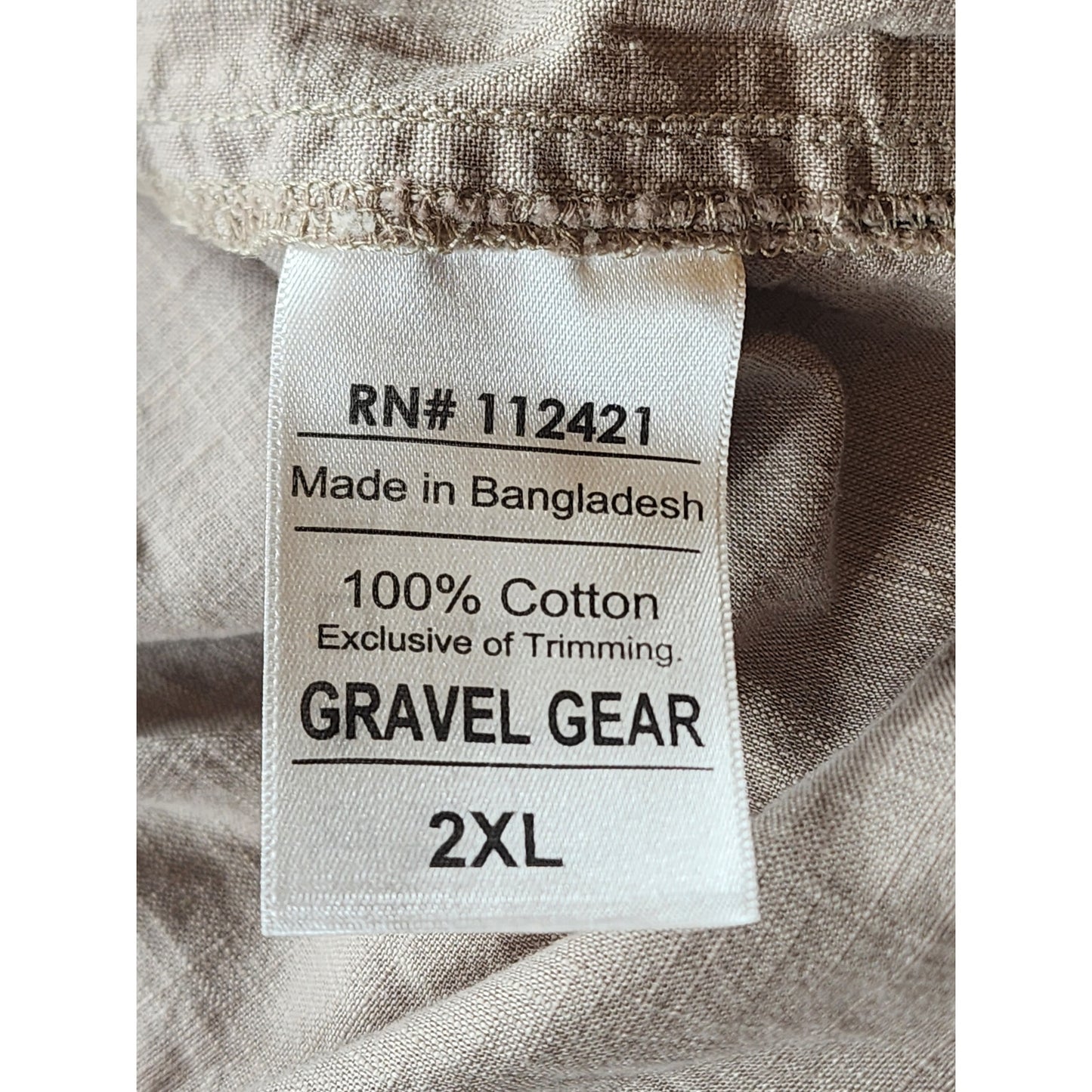 Gravel Gear Shirt Mens 2XL Khaki Long Sleeve Chambray Teflon Work Water Resist