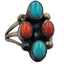 Navajo Turquoise Coral Sterling Silver Ring Native American Southwest 6g Size 5