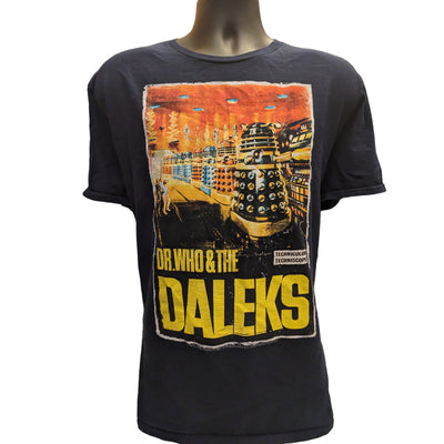 Dr Who Daleks T Shirt Mens XL Short Sleeve Black Graphic Print TV Show Sci Fi