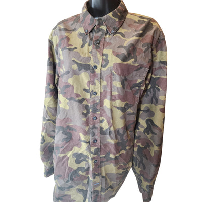 GAP Modern Oxford Shirt Womens XL Camo Long Sleeve Tapered Fit Camouflage Button