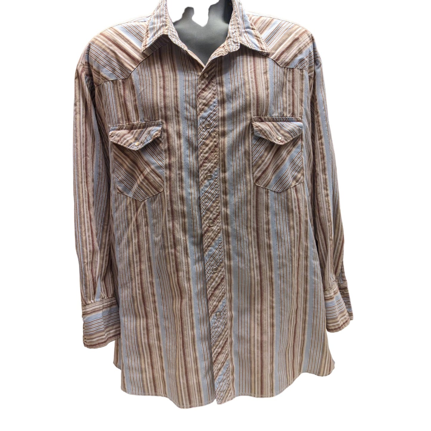 Wrangler Western Shirt Mens Size 4X Long Sleeve Cowboy Pearl Snap Buttons Stripe