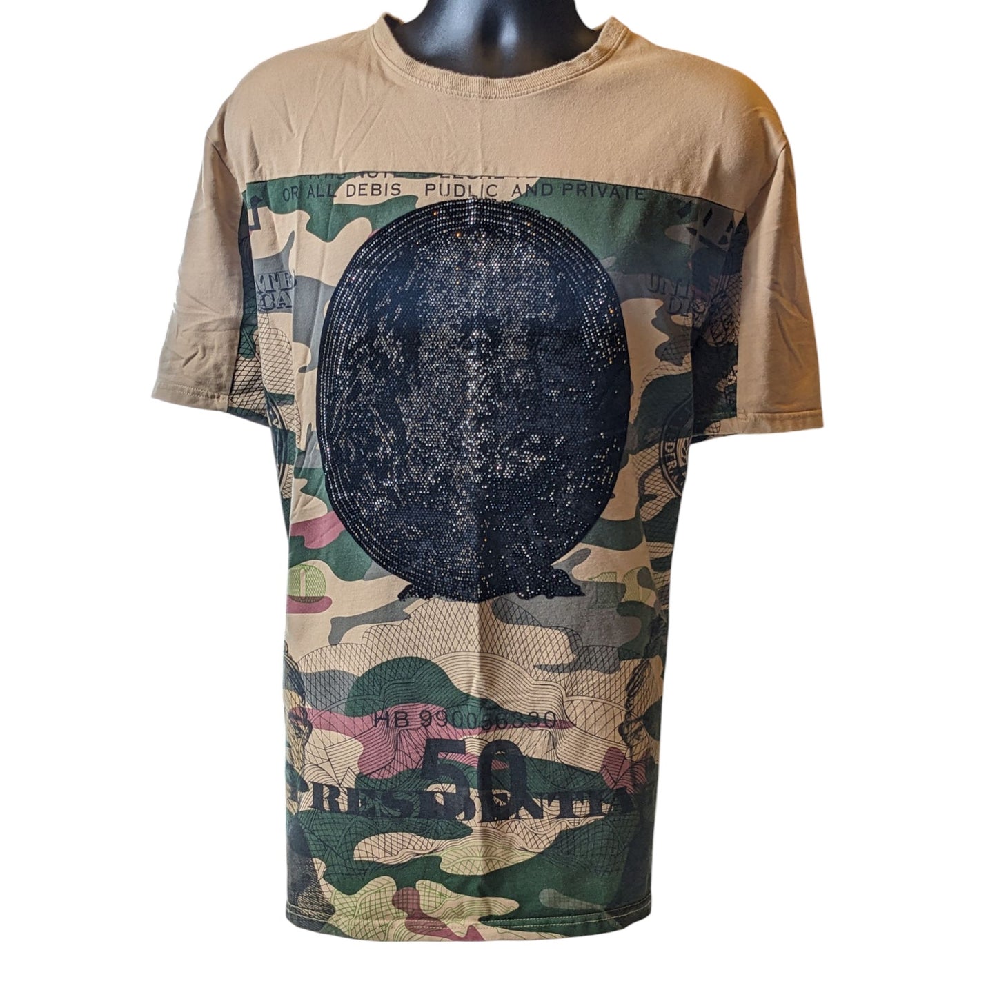 Hudson Camo Money Graphic T Shirt Mens 4X Streetwear Tee Hip Hop Ben Franklin