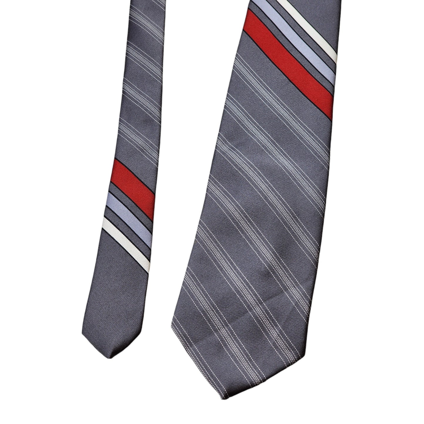 Damon Striped Men Tie Gray Red Blue Business Formal Necktie Elegant Professional