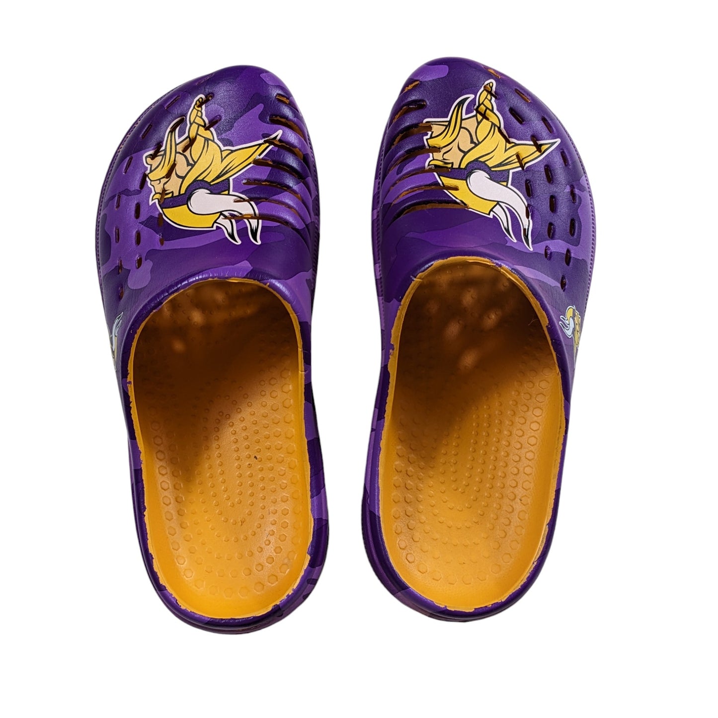 FOCO NFL Minnesota Vikings Clogs Mens M 9-10 Purple Yellow Slip On Sandals Shoes