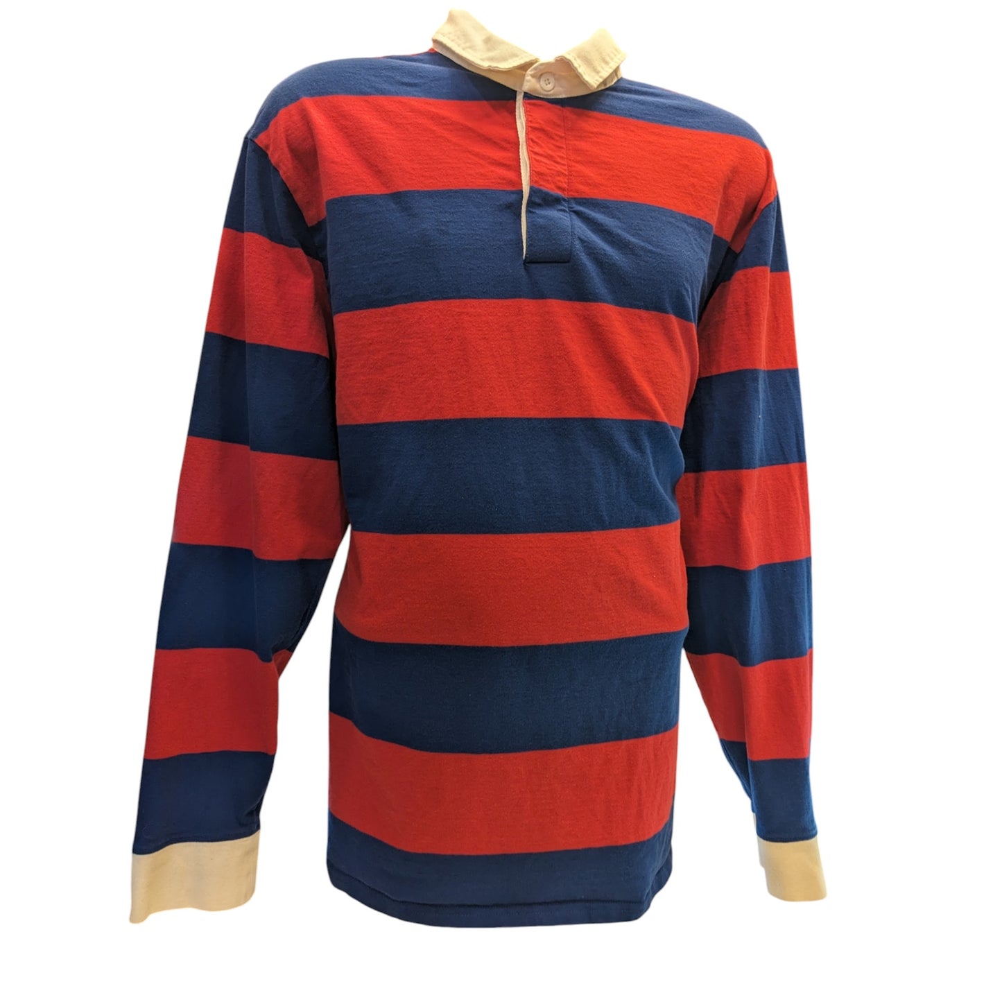 PacSun Rugby Shirt Mens XL Striped Polo Long Sleeve Blue Red Preppy y2k Retro