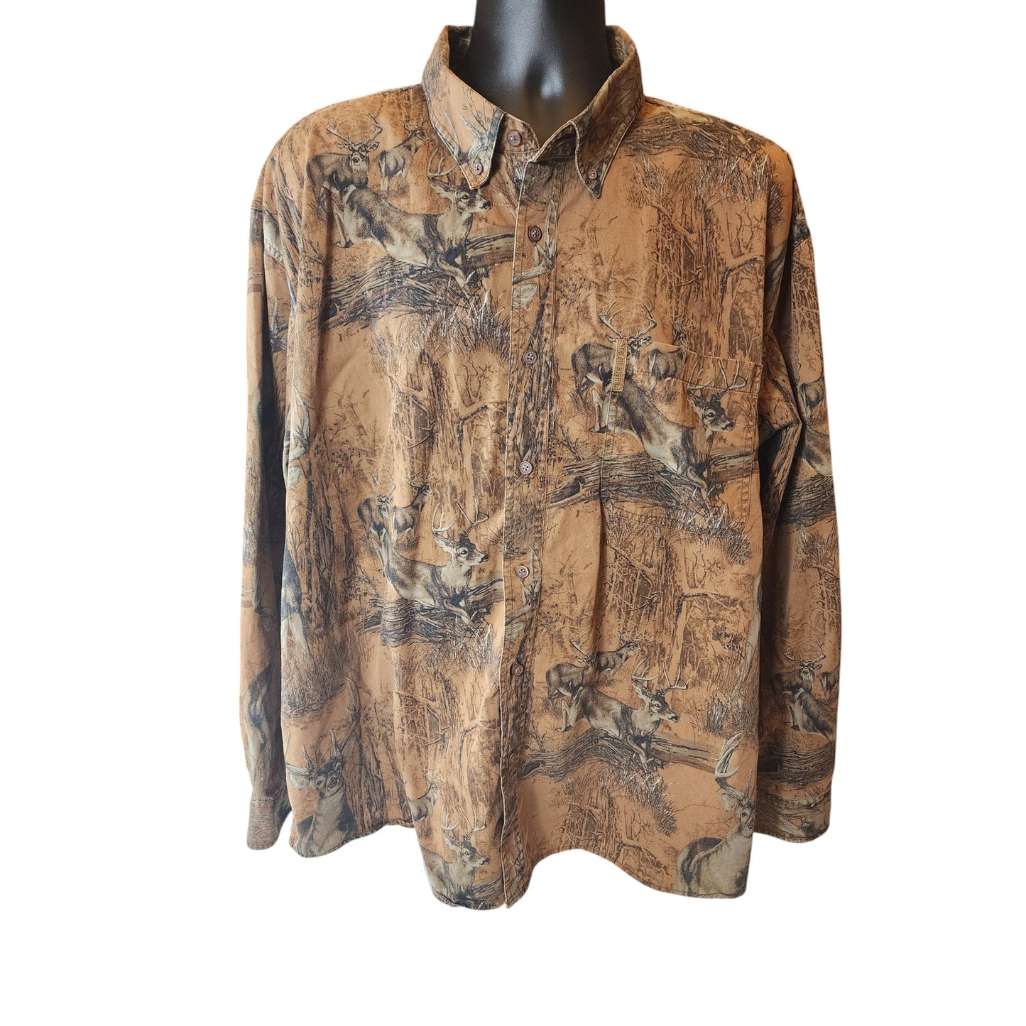 Noble River Hunting Shirt Men XXL Deer Camo Print Button Down Outdoorsman Rugged