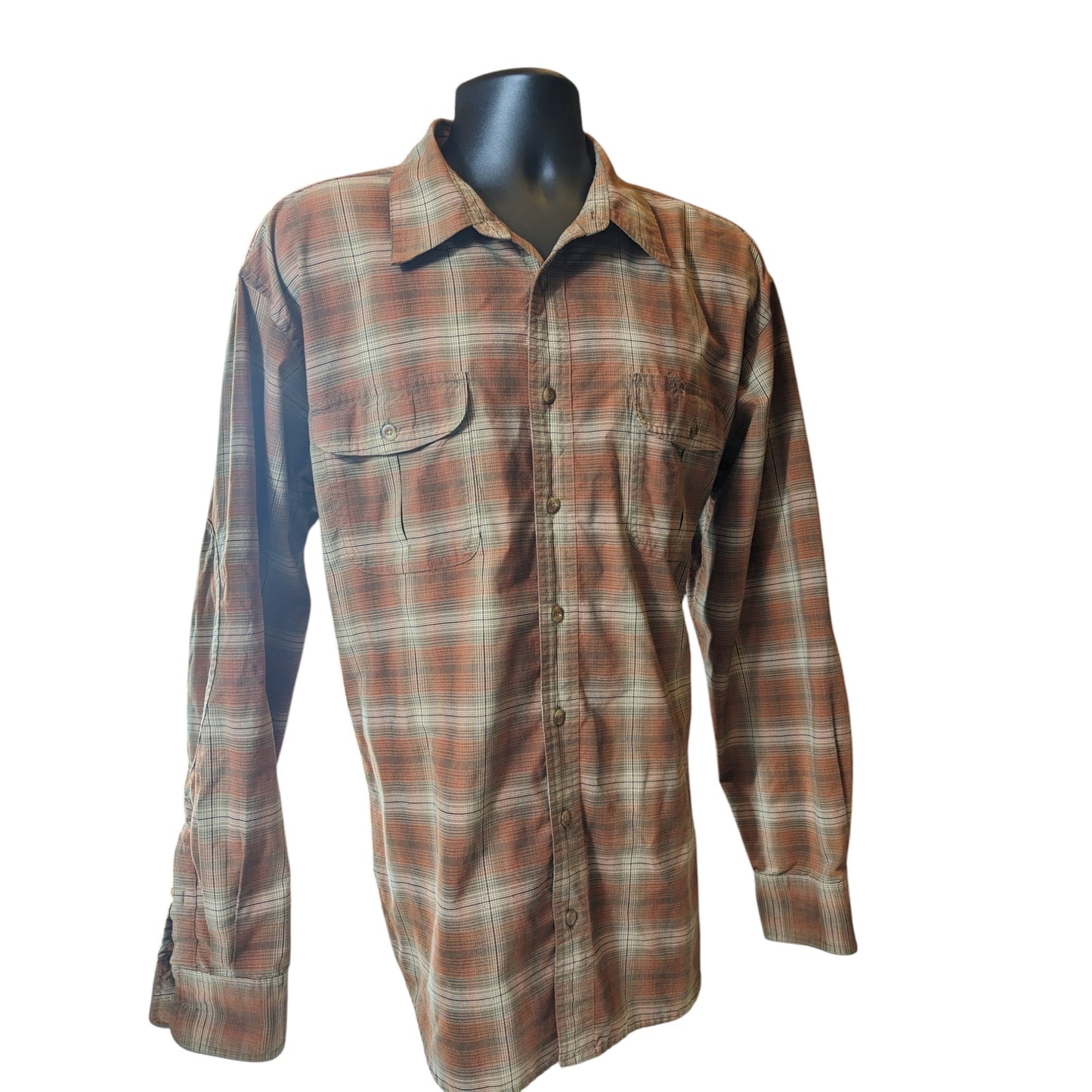 Cabelas Shirt Mens XL Tall Plaid Button Up Flannel Soft Canvas Trail Long Sleeve