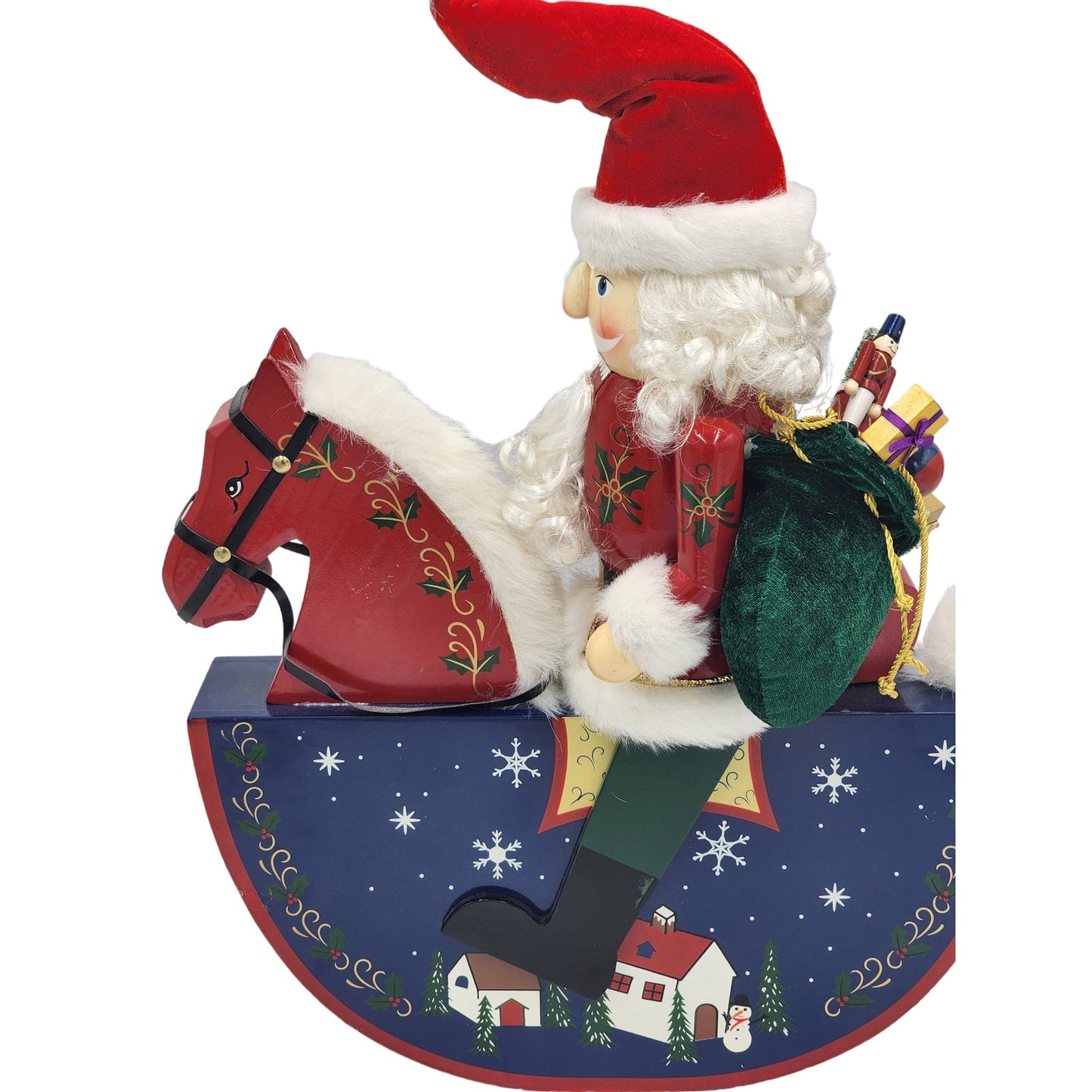 Nutcracker Santa on Rocking Horse Riding Gifts Paint Christmas Holiday Decor 19"