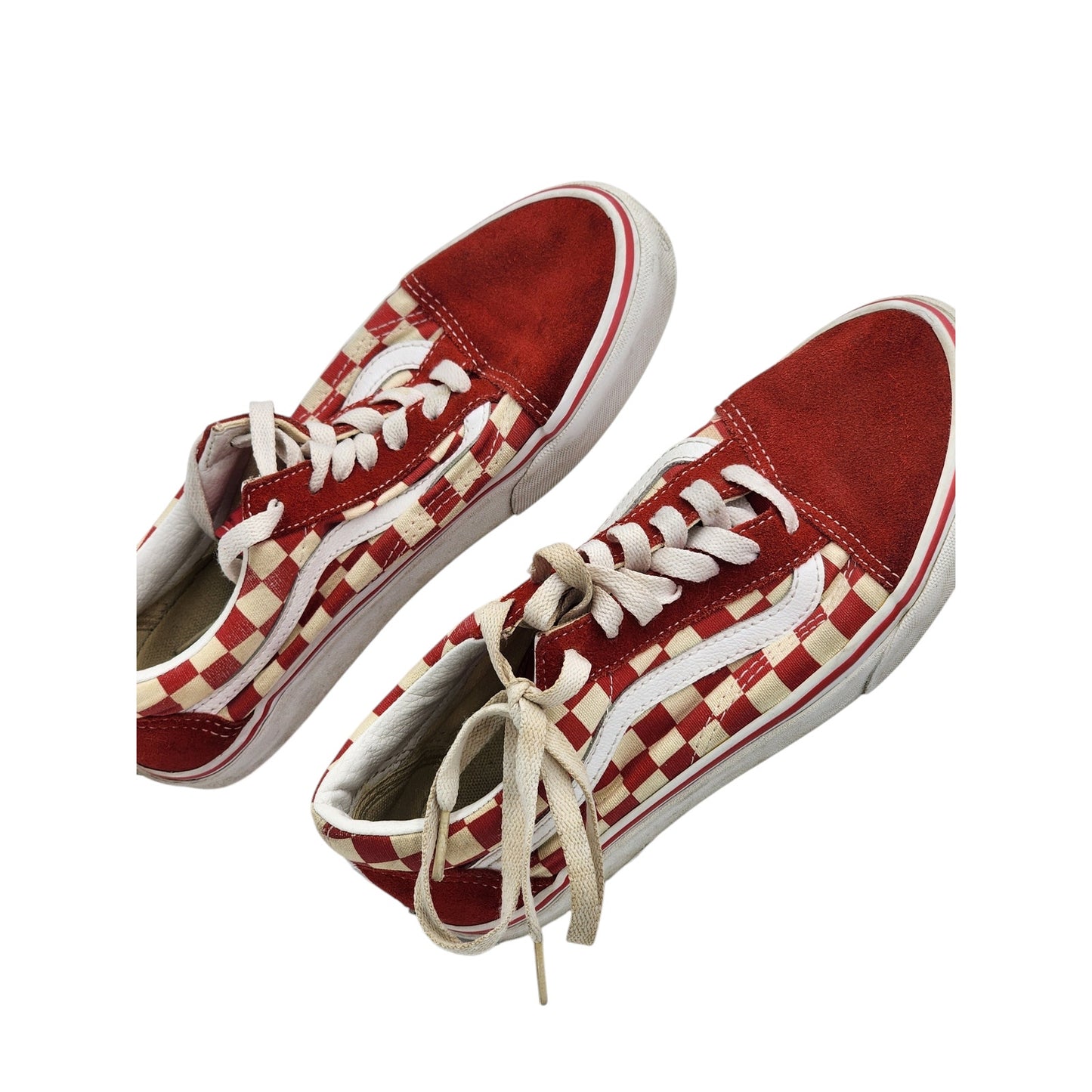 VANS Sneakers Red Checkered Shoes Canvas Mens 5.5 Womens 7 Low Top Skater 507452