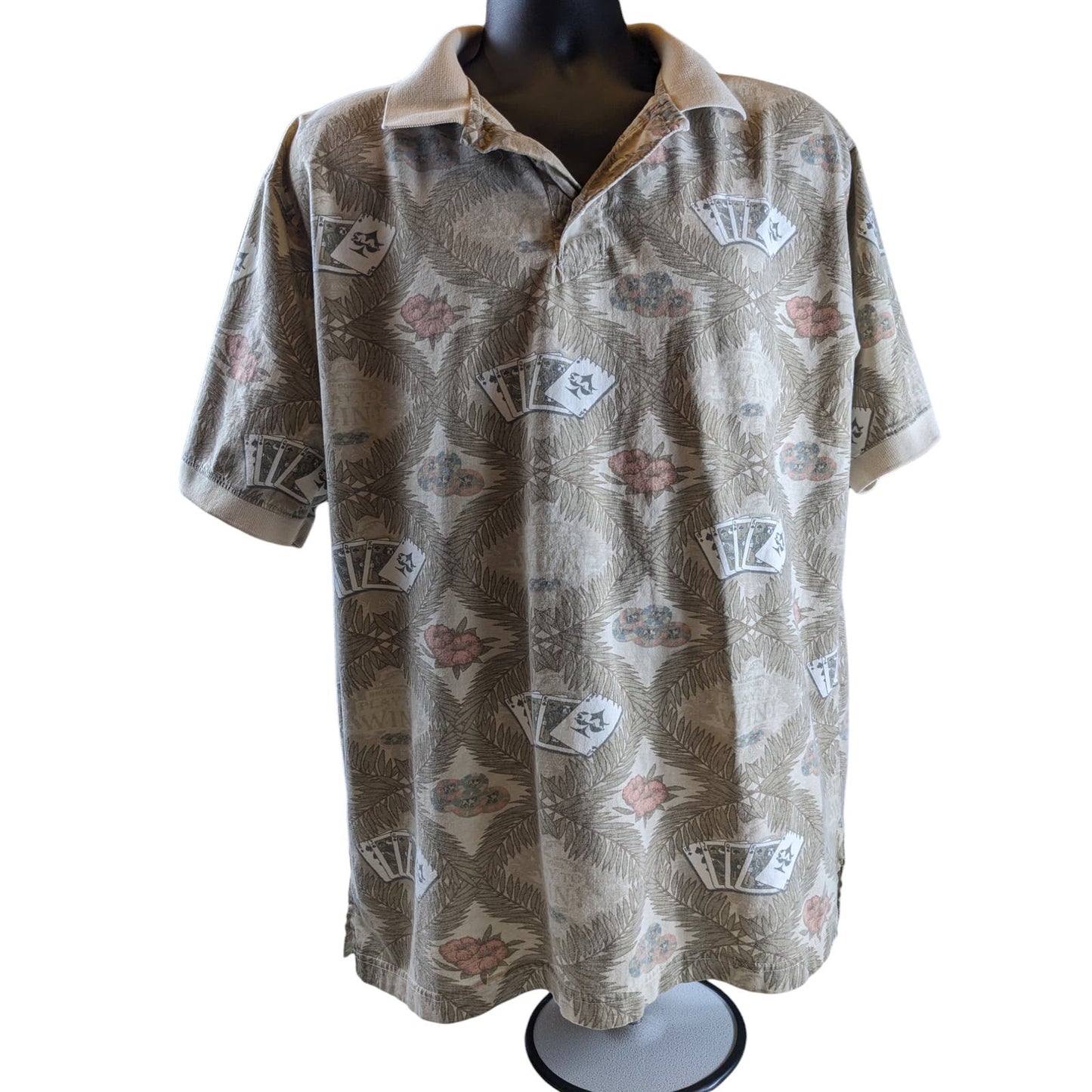 Big Dogs Polo Shirt Mens XL Poker Tropical Novelty Short Sleeve Vintage Attitude