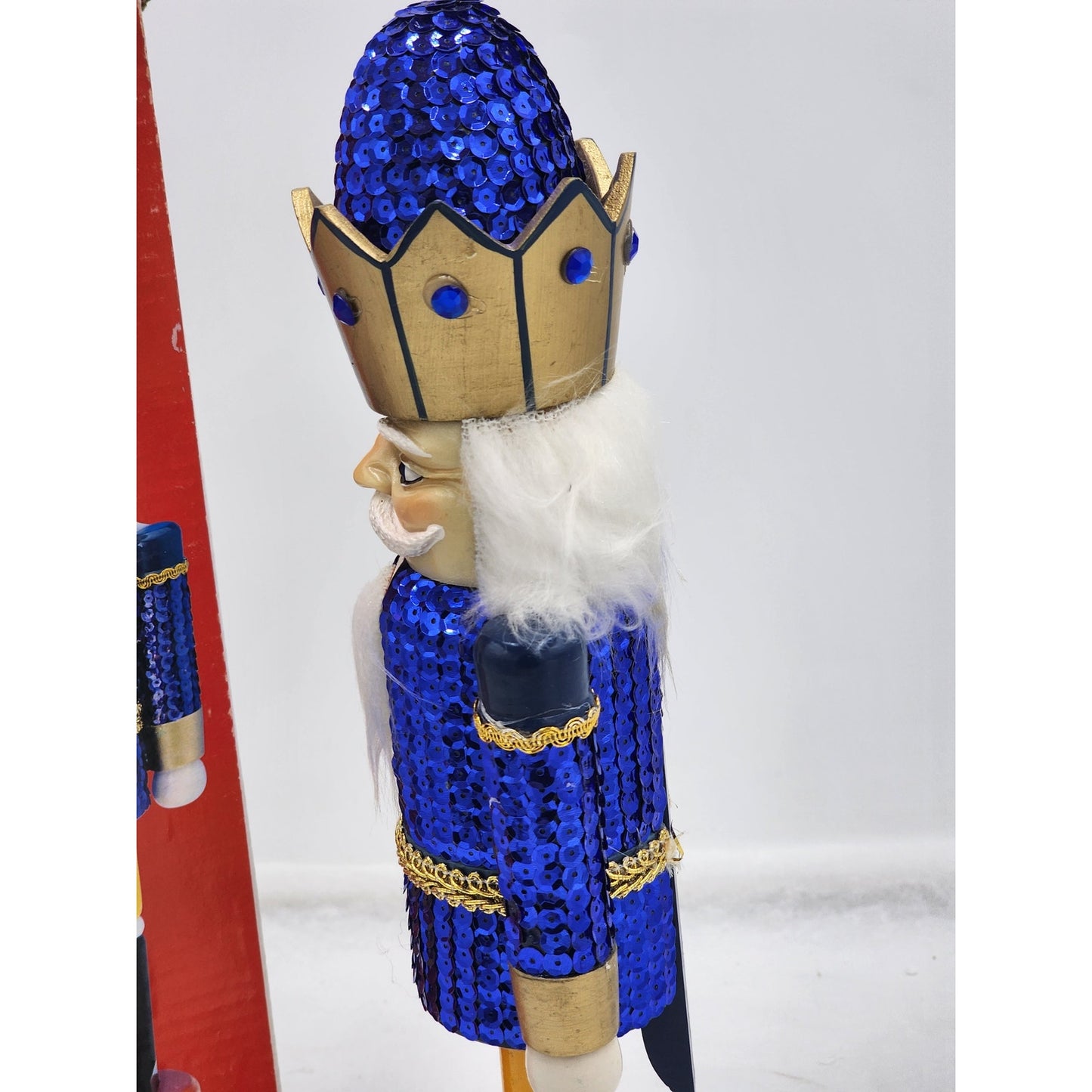 Nutcracker Sequined Blue Glittered Bedazzled Sparkle Christmas Holiday Decor 15"