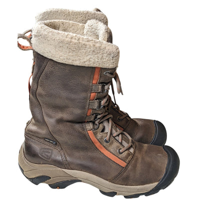 KEEN Boots Womens 8.5 Winter Waterproof Leather 200g Warm Hoodoo Tall Mid 52005