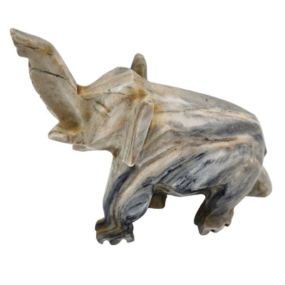 Stone Elephant Figurine Statue Gray Wildlife Shelf Ornament Safari Animal Art 6"