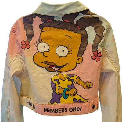 Nickelodeon Members Only Jacket Rugrats Crop Denim Angelica Pickles Tie Dye Y2K