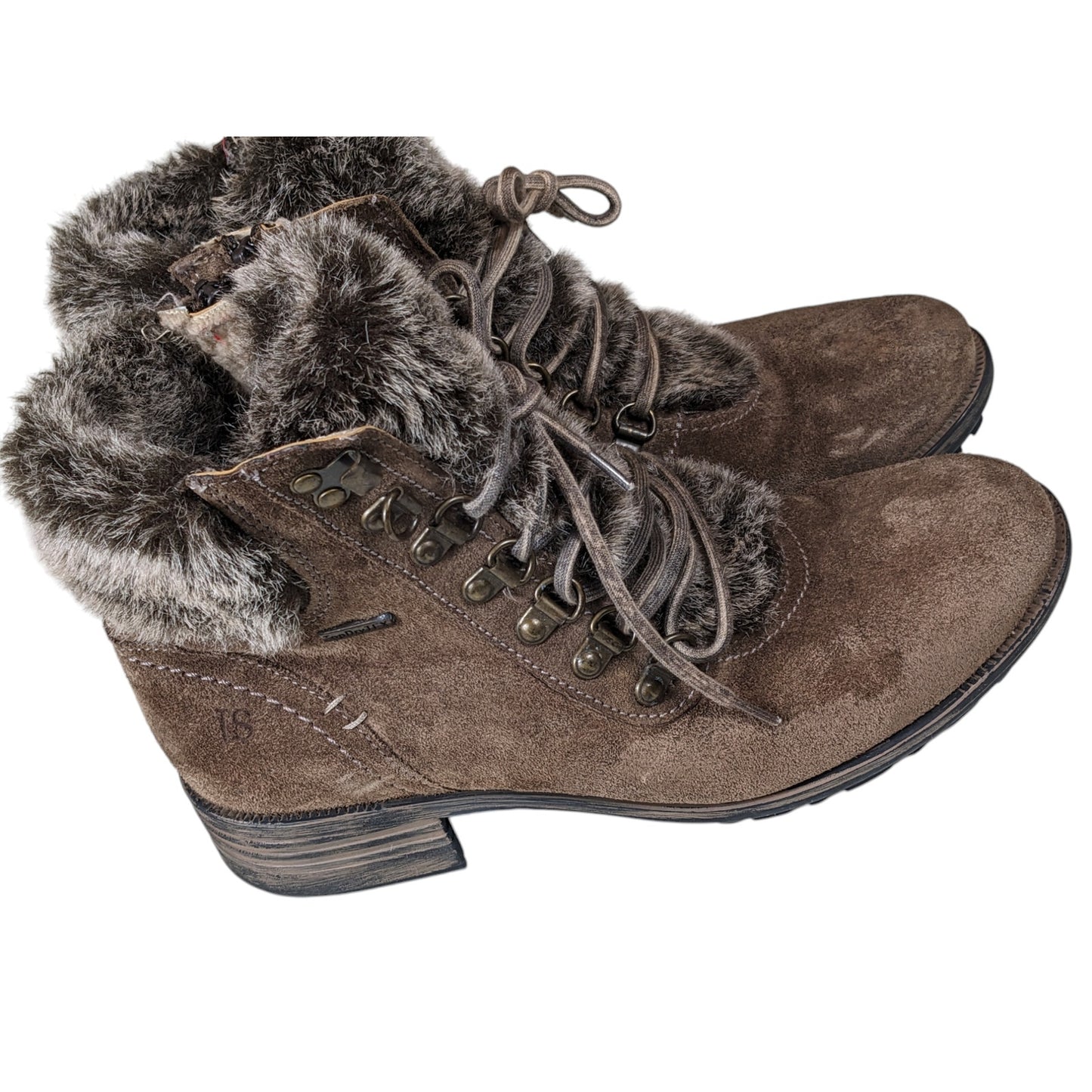 Josef Seibel Boots Womens US 8 EU 39 Waterproof Fur Lined Hiking Brown Suede