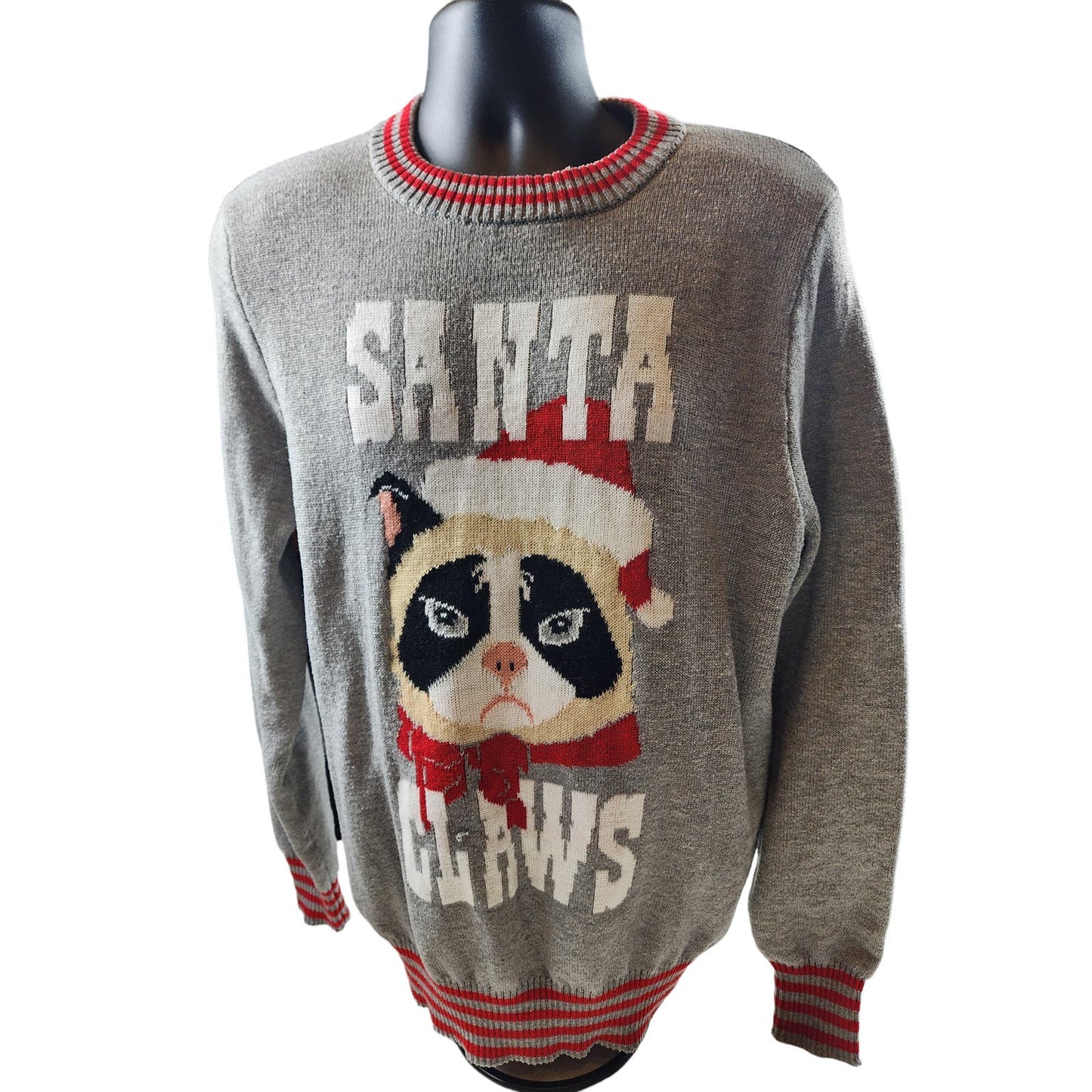 Tipsy Elves Sweater Mens XL Santa Claws Grumpy Cat Ugly Christmas Novelty Humor