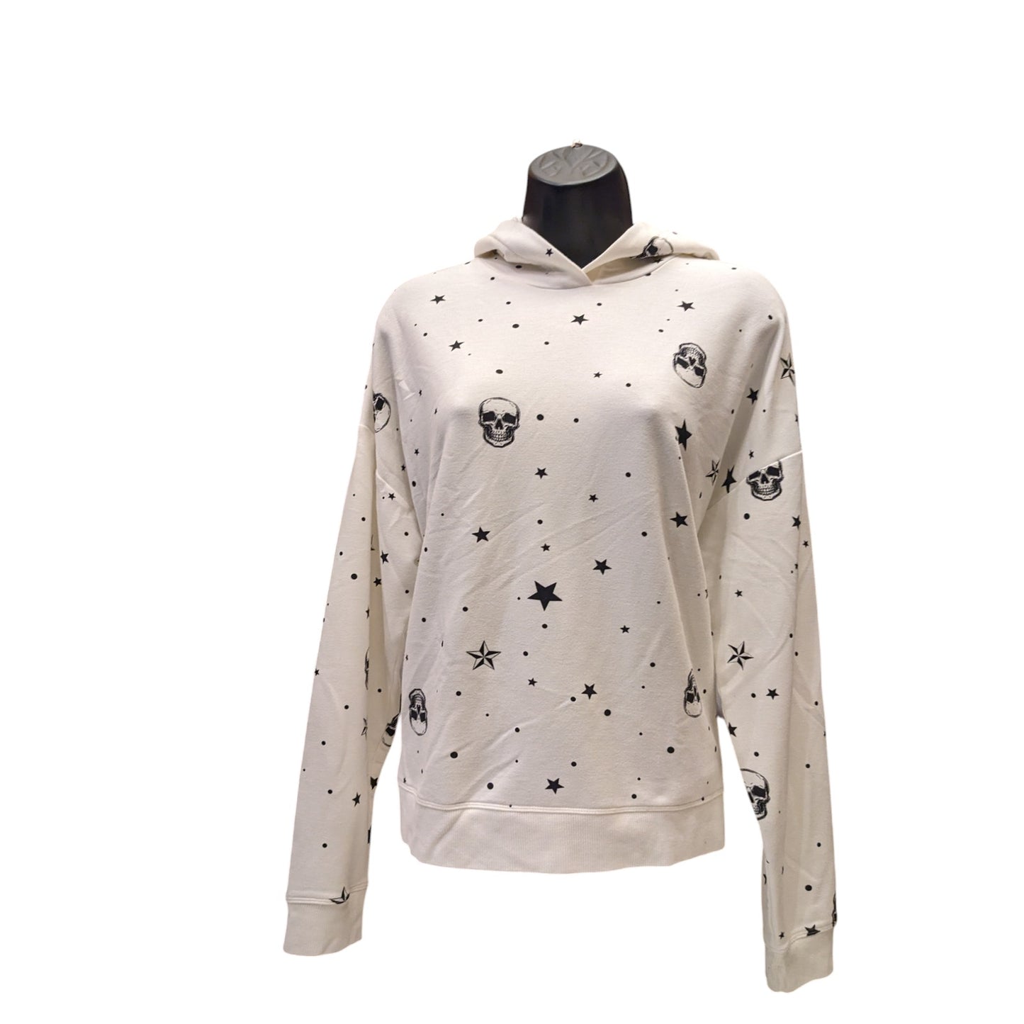 Cynthia Rowley Hoodie Womens Large Skull Star Pullover Sweater Sweatshirt Gothic