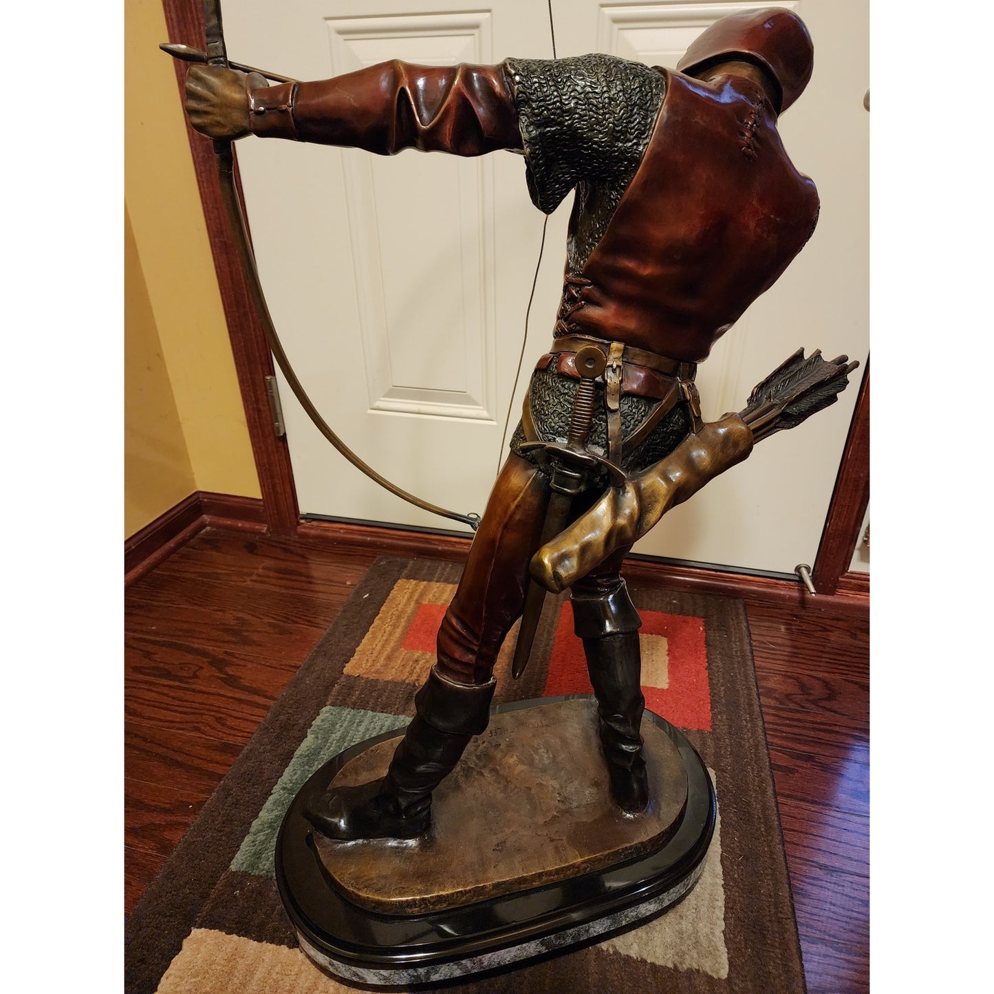 Large Rare Pierre Tourgueneff Archer Bronze Sculpture French Statue Decor 39"