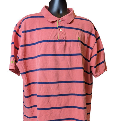 U.S. Polo Assn. Coral Polo Shirt Mens 3XLT Striped Short Sleeve Cotton Classic