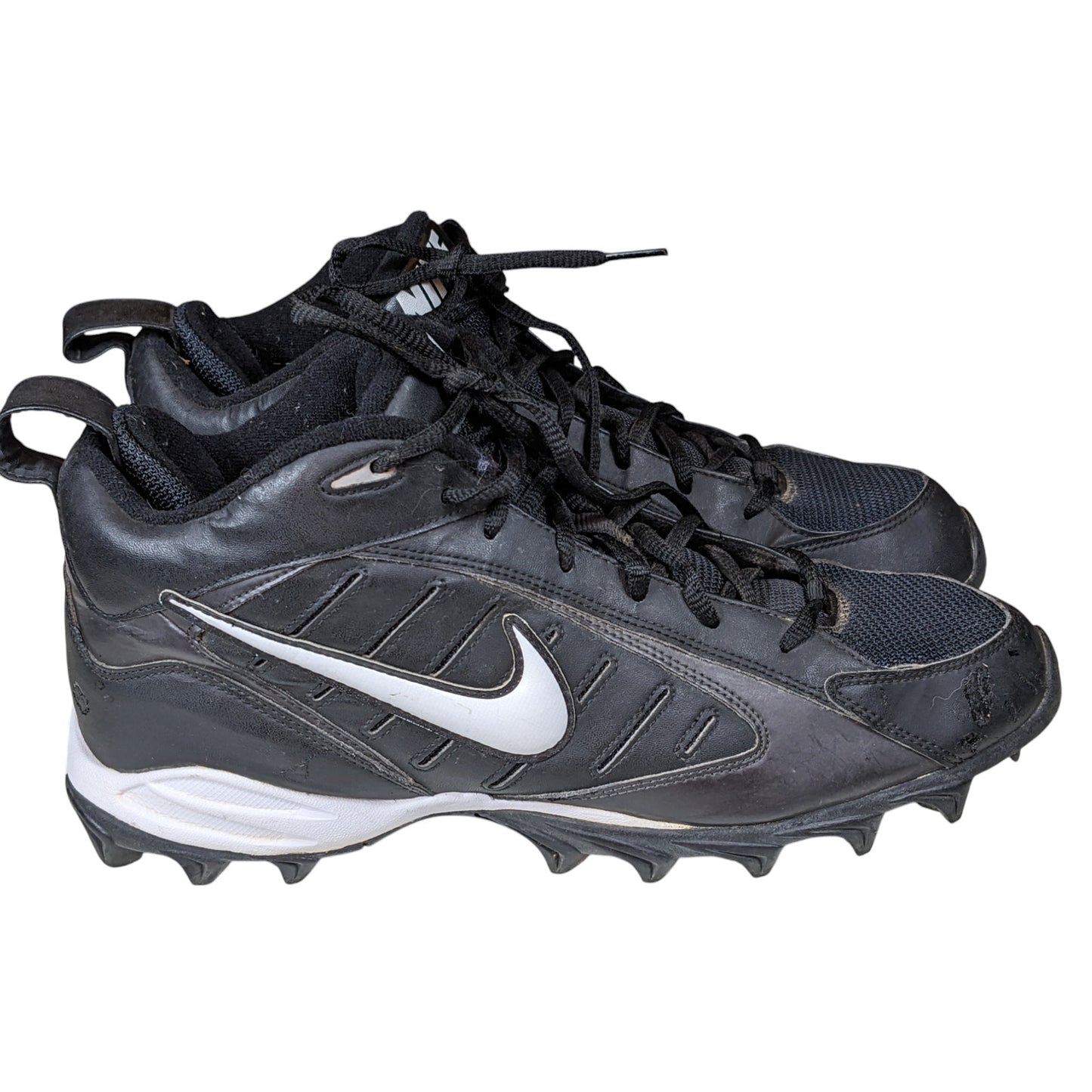 Nike Shoes Cleats Mens Size 9.5 Land Shark Mid Football Black Sports 313398-011