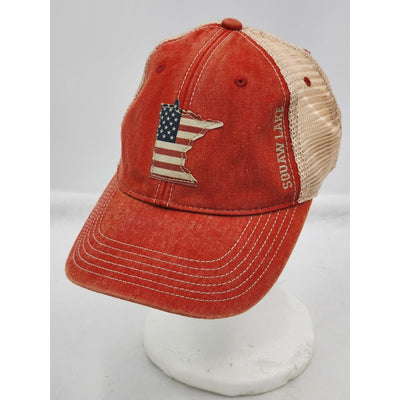 Legacy Hat American Flag Squaw Lake MN Snapback Patriotic Vintage Trucker Cap