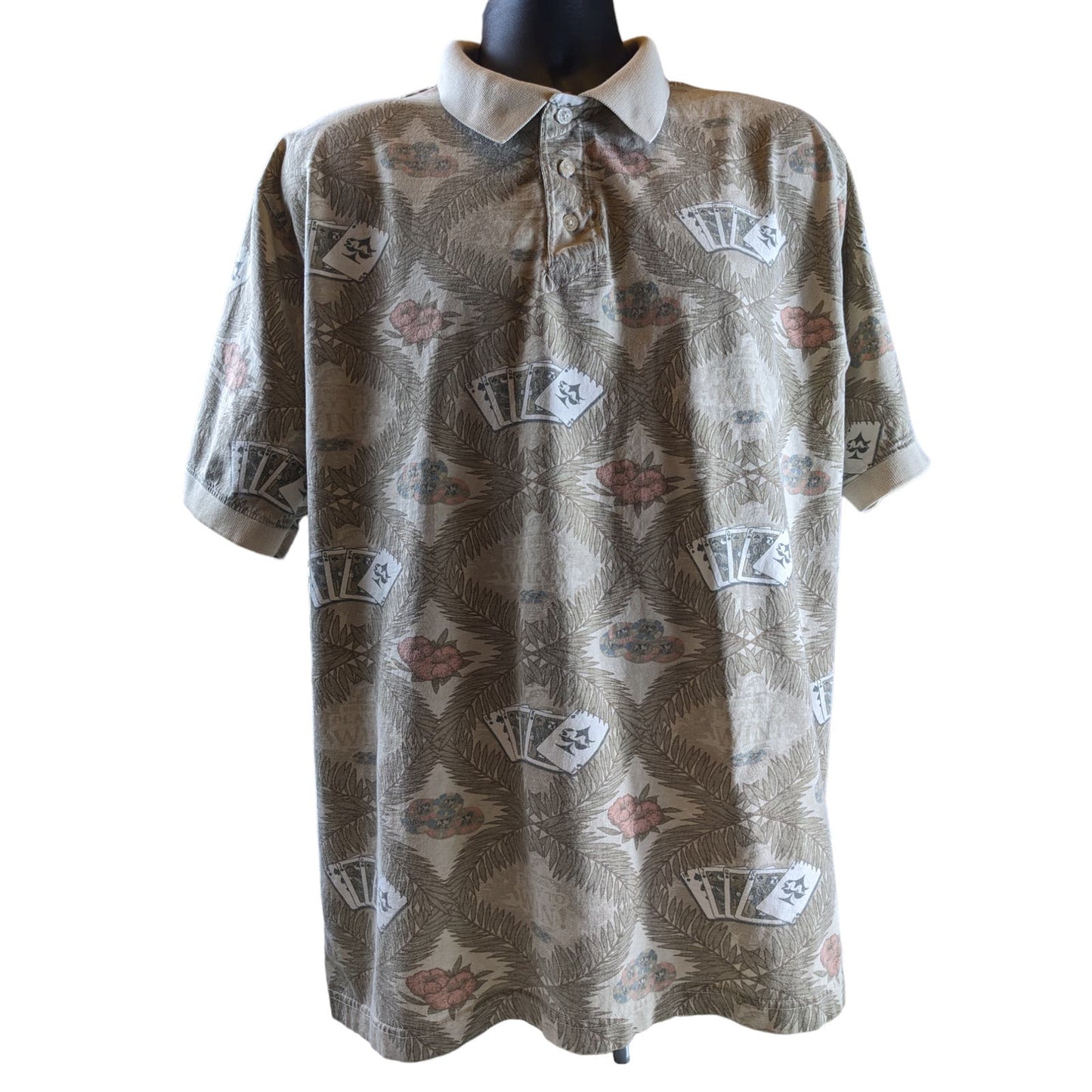 Big Dogs Polo Shirt Mens XL Poker Tropical Novelty Short Sleeve Vintage Attitude