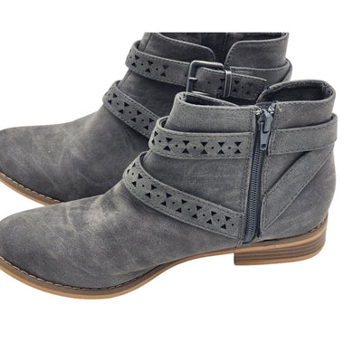 Rocket Dog Ankle Boots Womens 8.5 Gray Suede Western Style Boho Cottagecore