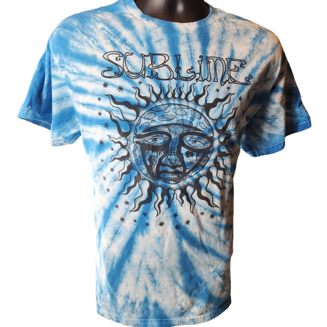 Sublime T Shirt Blue Tie Dye Sun Face Graphic Mens Large Vintage Rock Band Tee