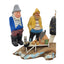 Hand Carved Fishermen Figurine Set Nautical Sweden Coastal Maritime Folk Art 6"