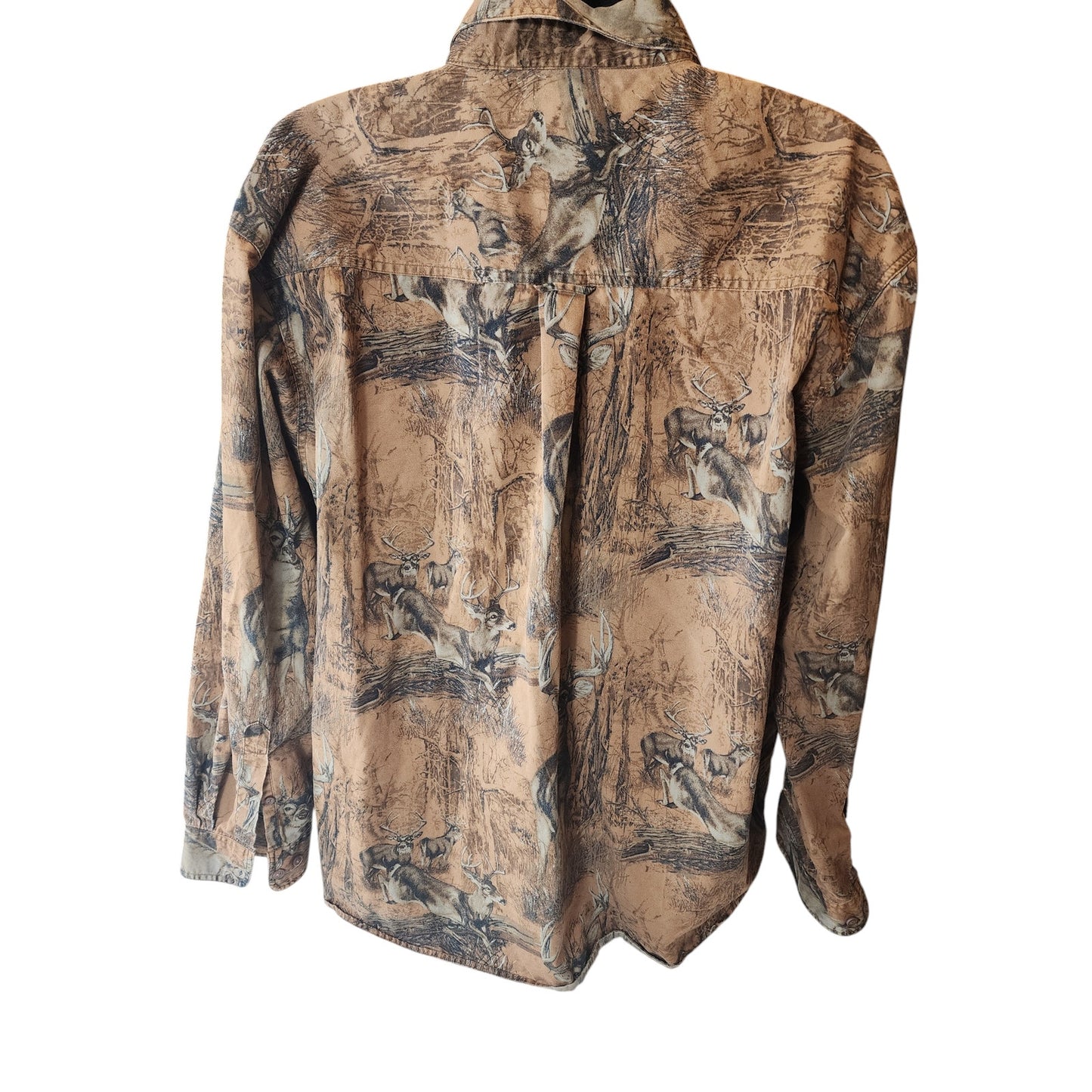 Noble River Hunting Shirt Men XXL Deer Camo Print Button Down Outdoorsman Rugged