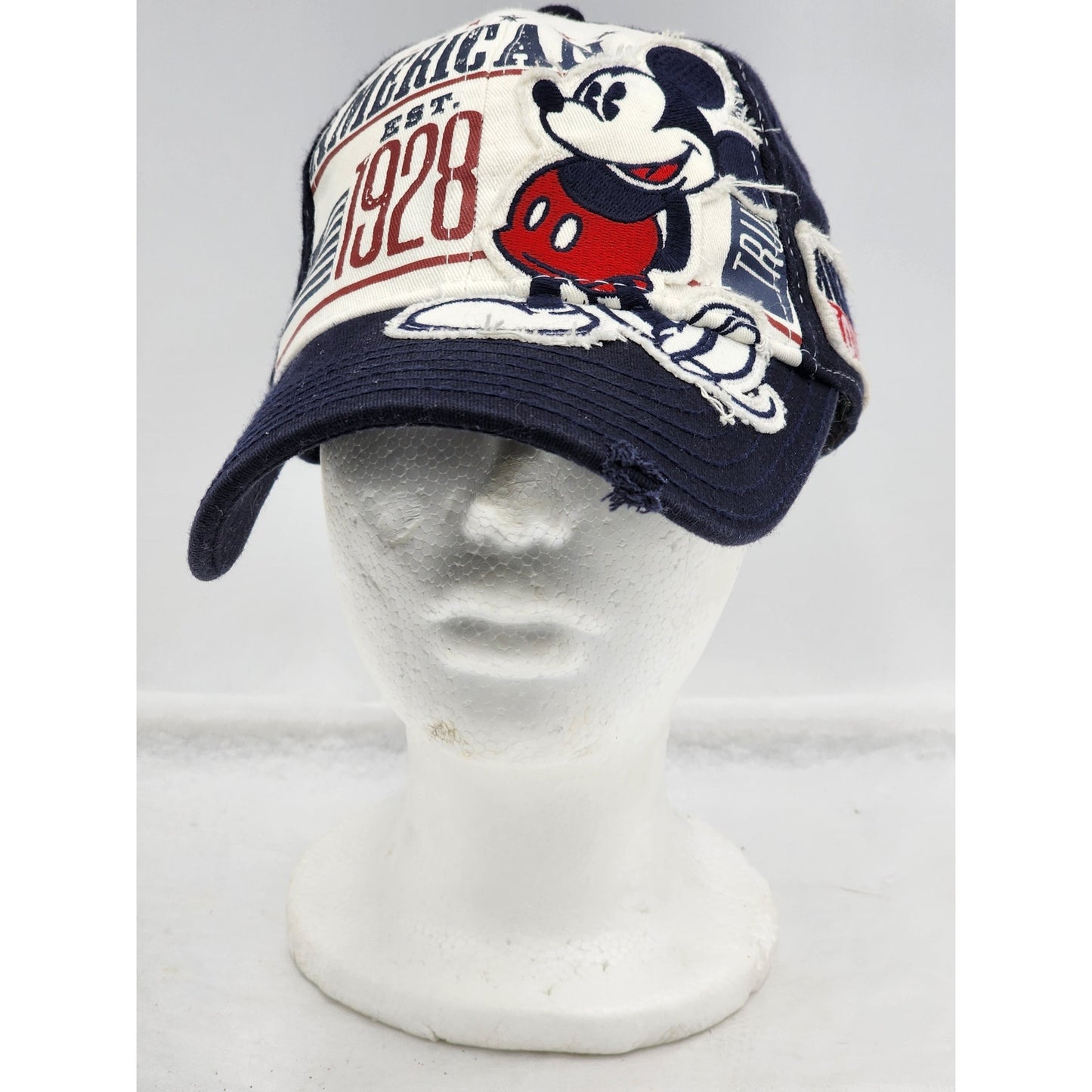 Disney Mickey Mouse Trucker Cap Distressed American Flag Medium Patriotic Hat