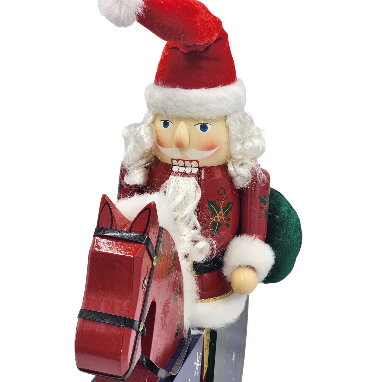 Nutcracker Santa on Rocking Horse Riding Gifts Paint Christmas Holiday Decor 19"