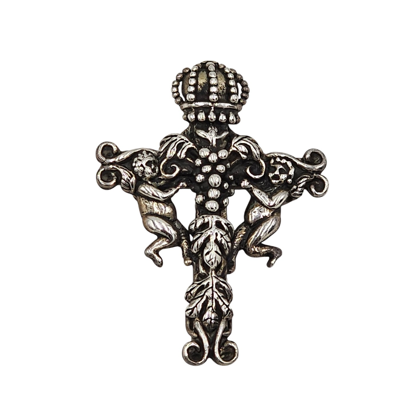 Andrea Barnett Cross Pendant Cherubim Sterling Silver Vintage Religious Jewelry