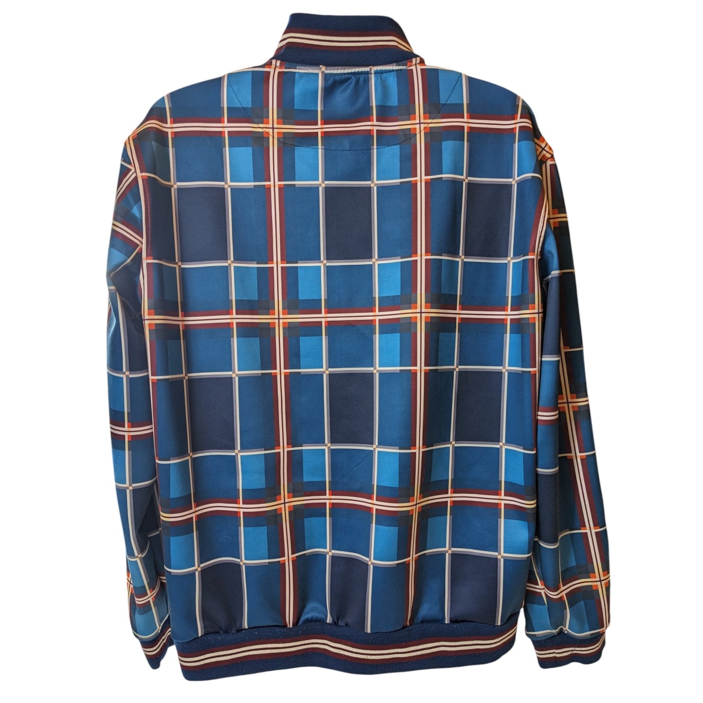 Stacy Adams Jacket Men XXL Blue Plaid Lightweight Track Full Zip Streetwear Bold