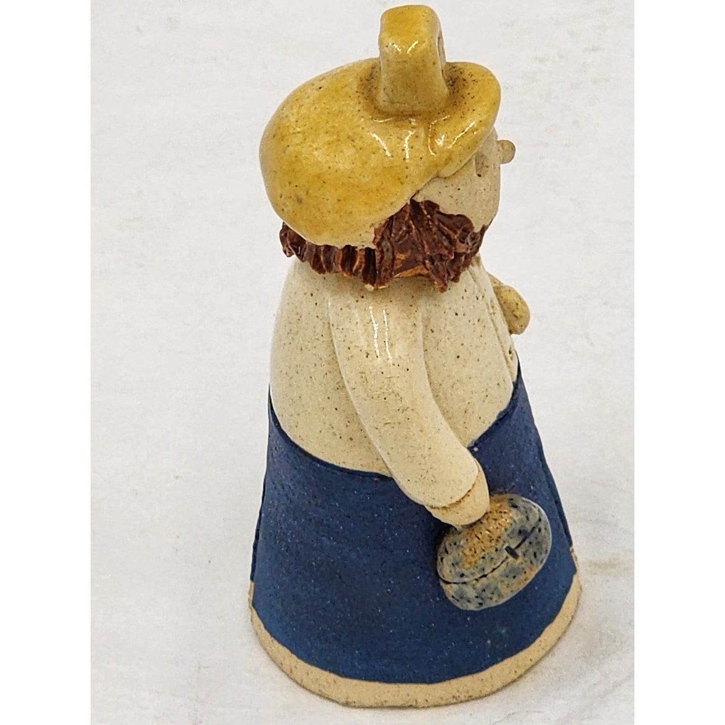 Folk Art Figurine Bearded Pottery Farmhouse Country Home Signed 1986 Glaze 3"