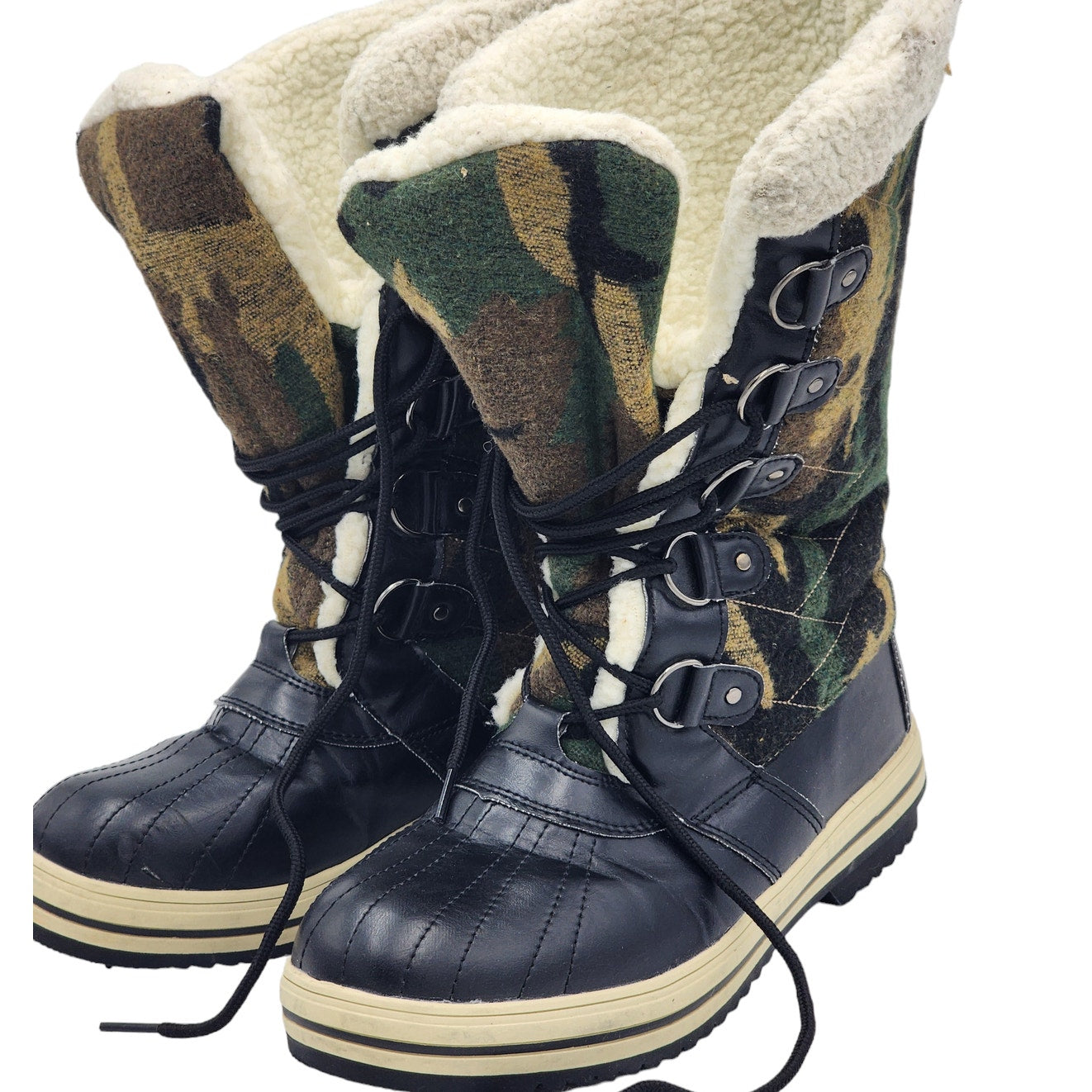 Sociology Boots Women 10 Camouflage LaceUp Winter Snow Faux Fur Lined Waterproof