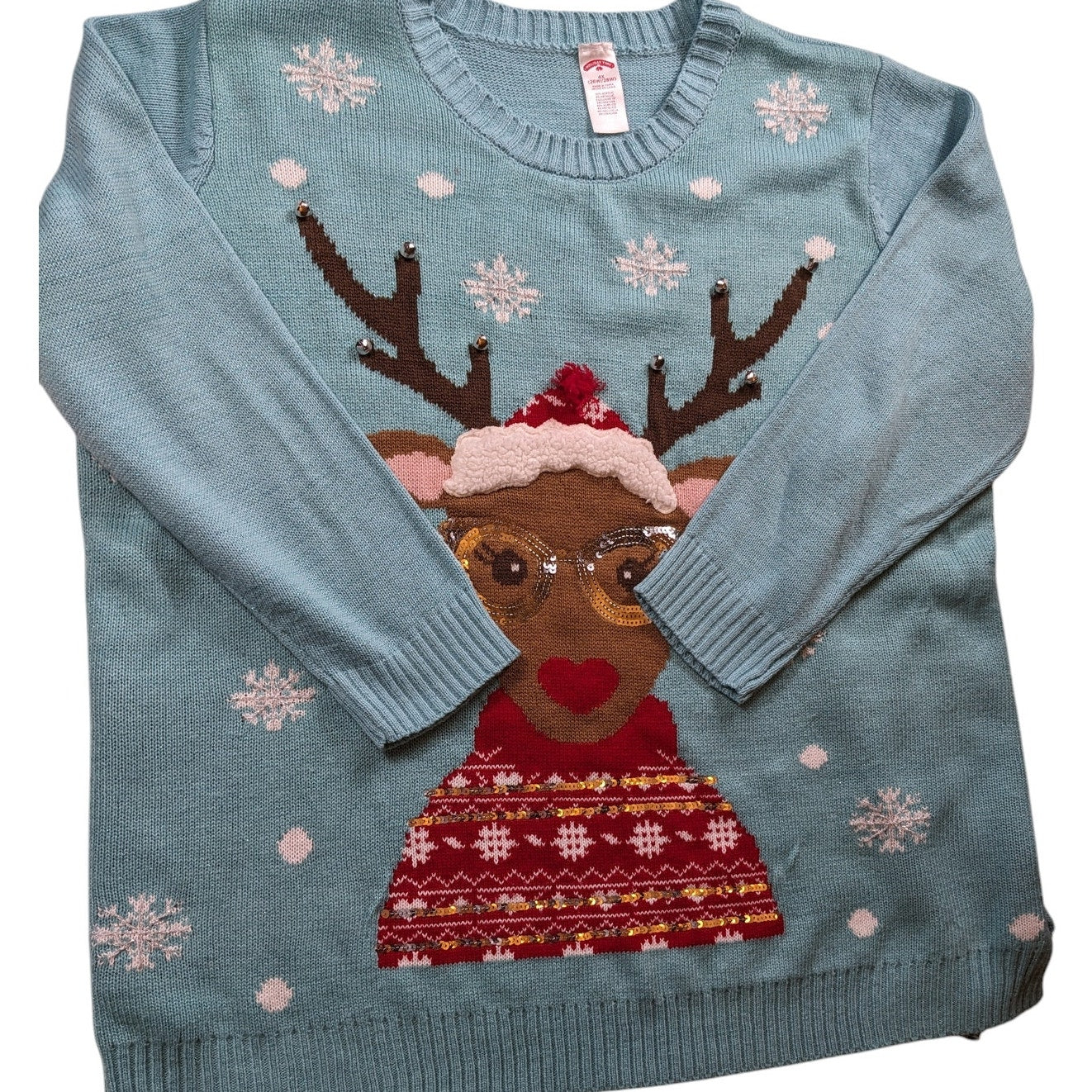 Ugly Christmas Sweater Holiday Time Womens 4X Plus Reindeer Snowflake Holiday