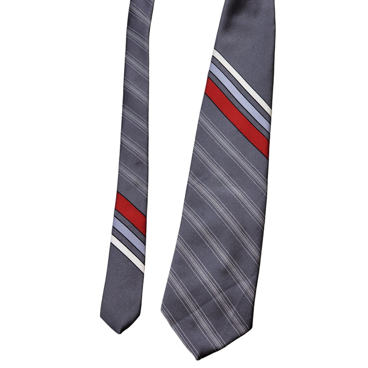 Damon Striped Men Tie Gray Red Blue Business Formal Necktie Elegant Professional