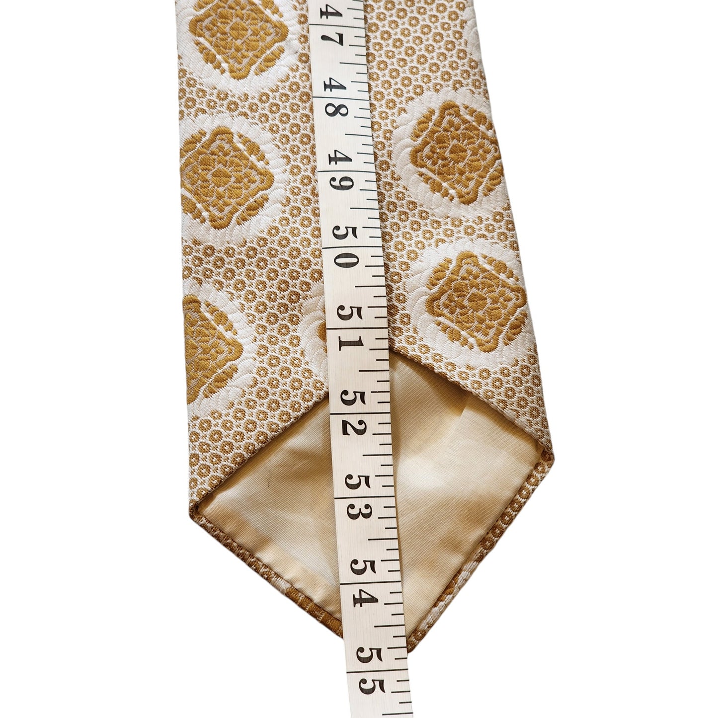 Vintage Classic Beau Brummell Gentry Men Silk Tie Gold Medallion Jacquard Design