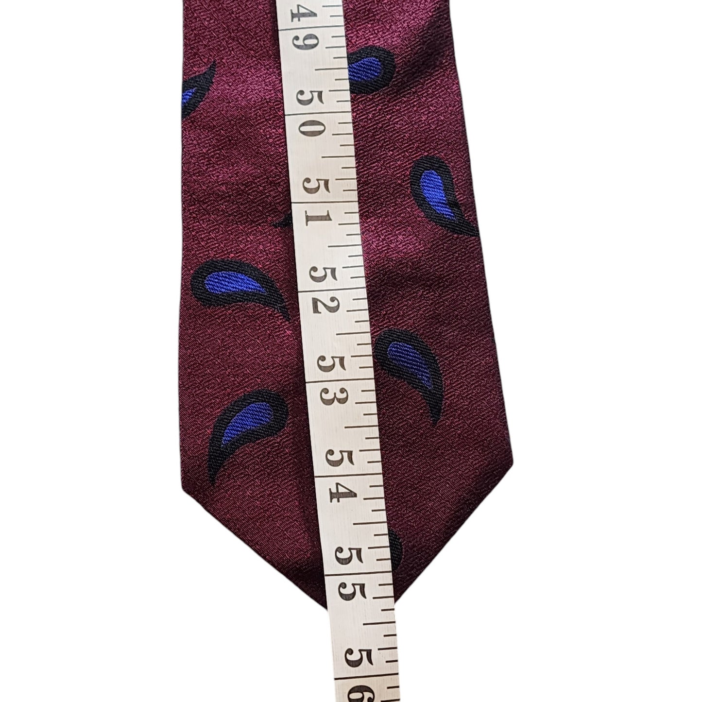 Vintage Perry Ellis Portfolio Mens Silk Tie Burgundy Paisley Italy Neckwear