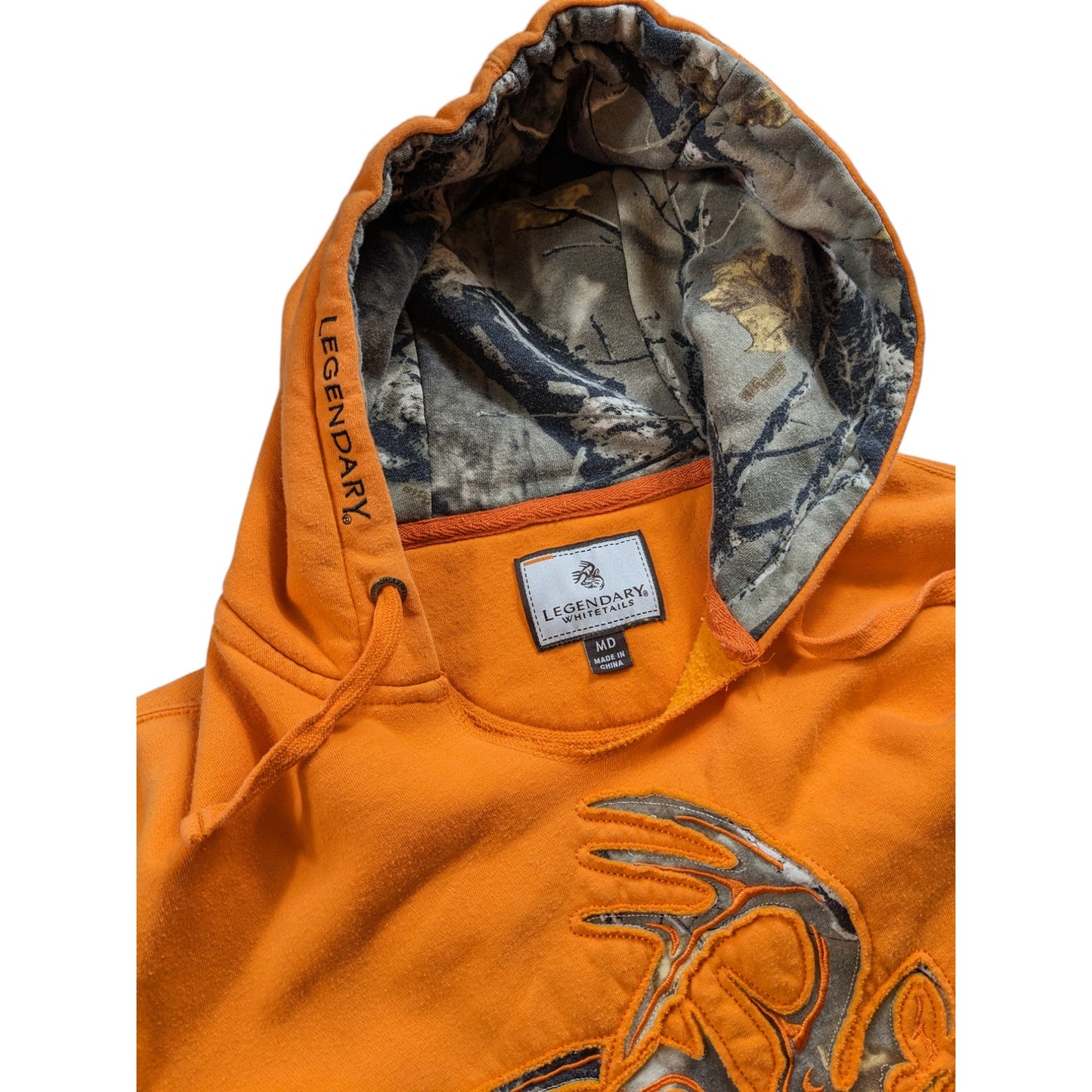 Legendary Whitetails Hoodie Outfitter Mens Medium Orange Camo Antler Sweatshirt