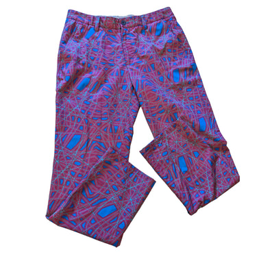 Hreski Golf Pants Mens 32 Bold Purple Blue Abstract Geometric Polyester Spandex