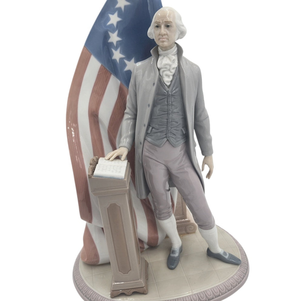 Lladro President George Washington Sculpture American Flag Signed Rare 7575 Box