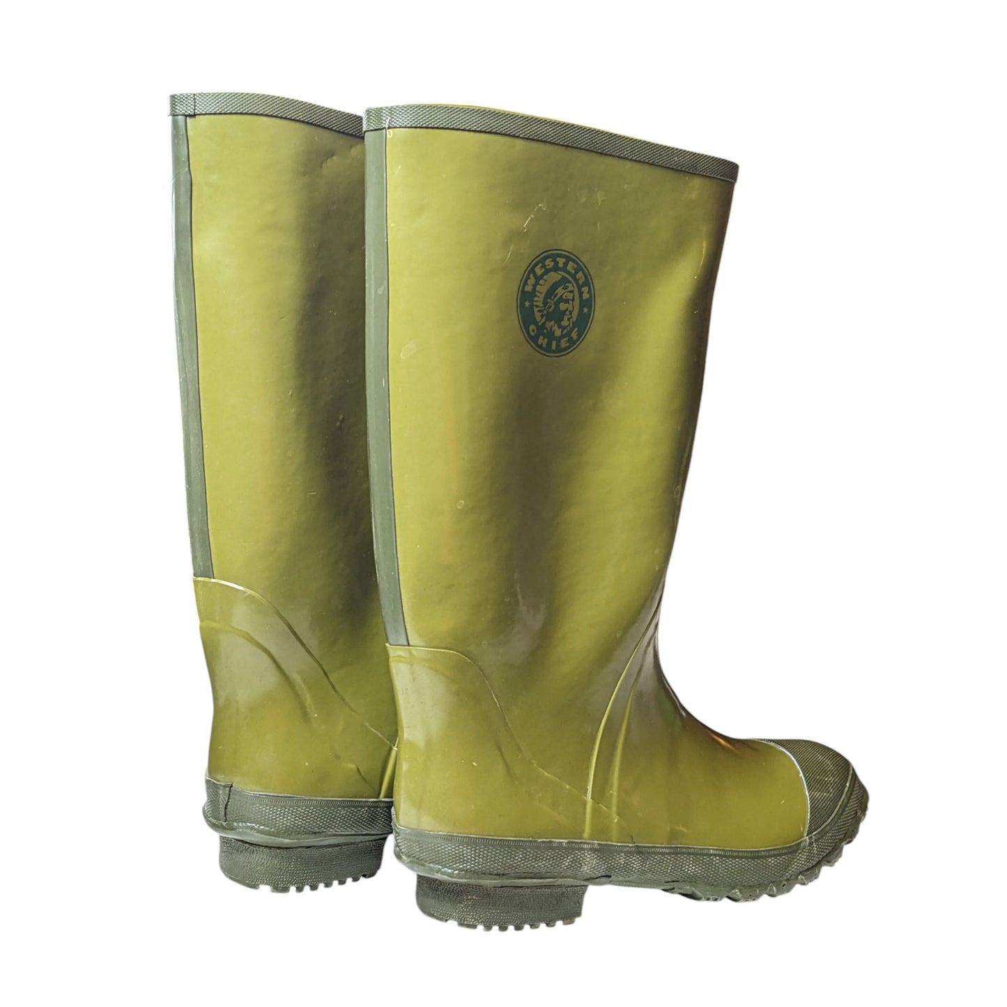 Western Chief Mens 10 Green Rubber Rain Boots Waterproof Durable Traction Sole