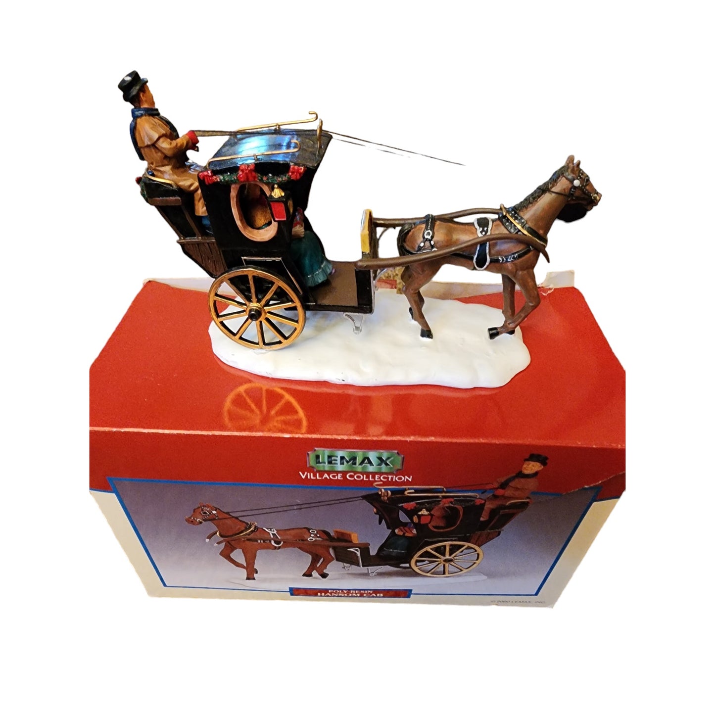 Lemax Village Poly Resin Hansom Cab Horse Drawn Christmas Village Decor Box